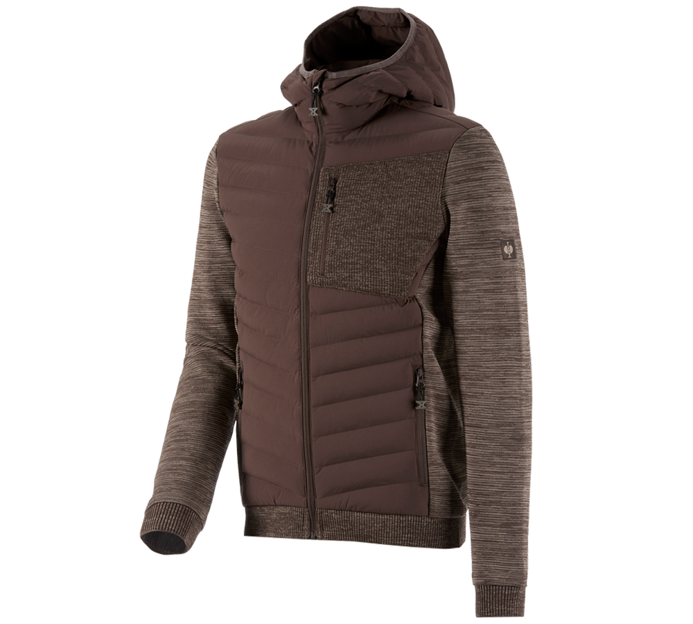 Topics: Hybrid hooded knitted jacket e.s.motion ten + chestnut melange