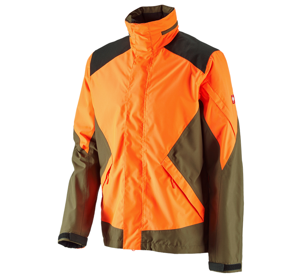 Work Jackets: e.s. Forestry rain jacket + high-vis orange/mudgreen