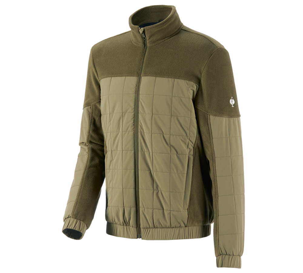 Work Jackets: Hybrid fleece jacket e.s.concrete + mudgreen/stipagreen