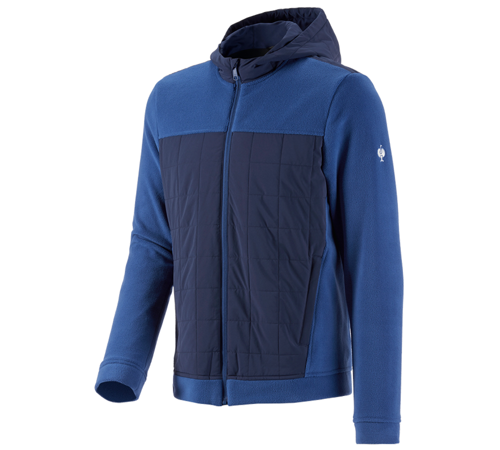 Work Jackets: Hybrid fleece hoody jacket e.s.concrete + alkaliblue/deepblue