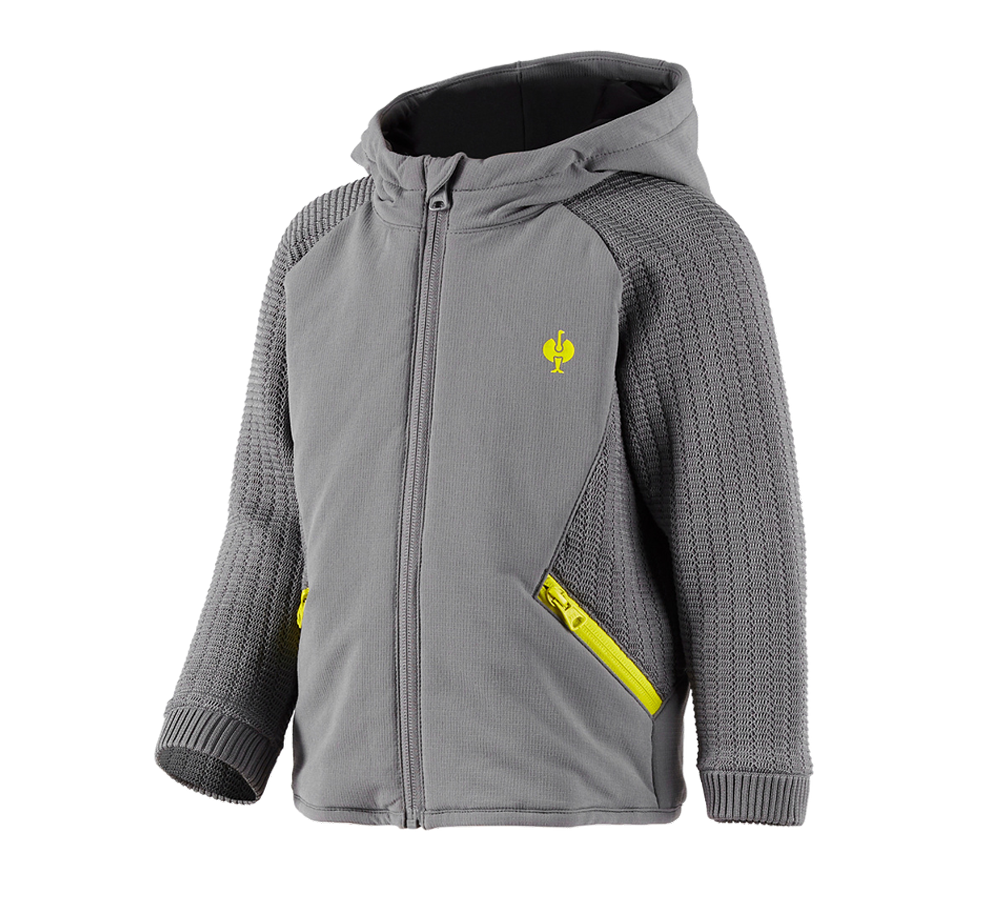 Topics: Hybrid hooded knitted jacket e.s.trail, children's + basaltgrey/acid yellow