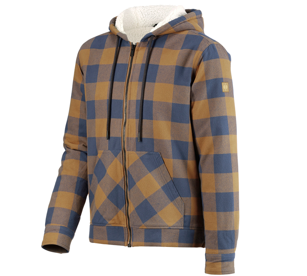 Topics: Check-hooded jacket e.s.iconic + almondbrown/oxidblue