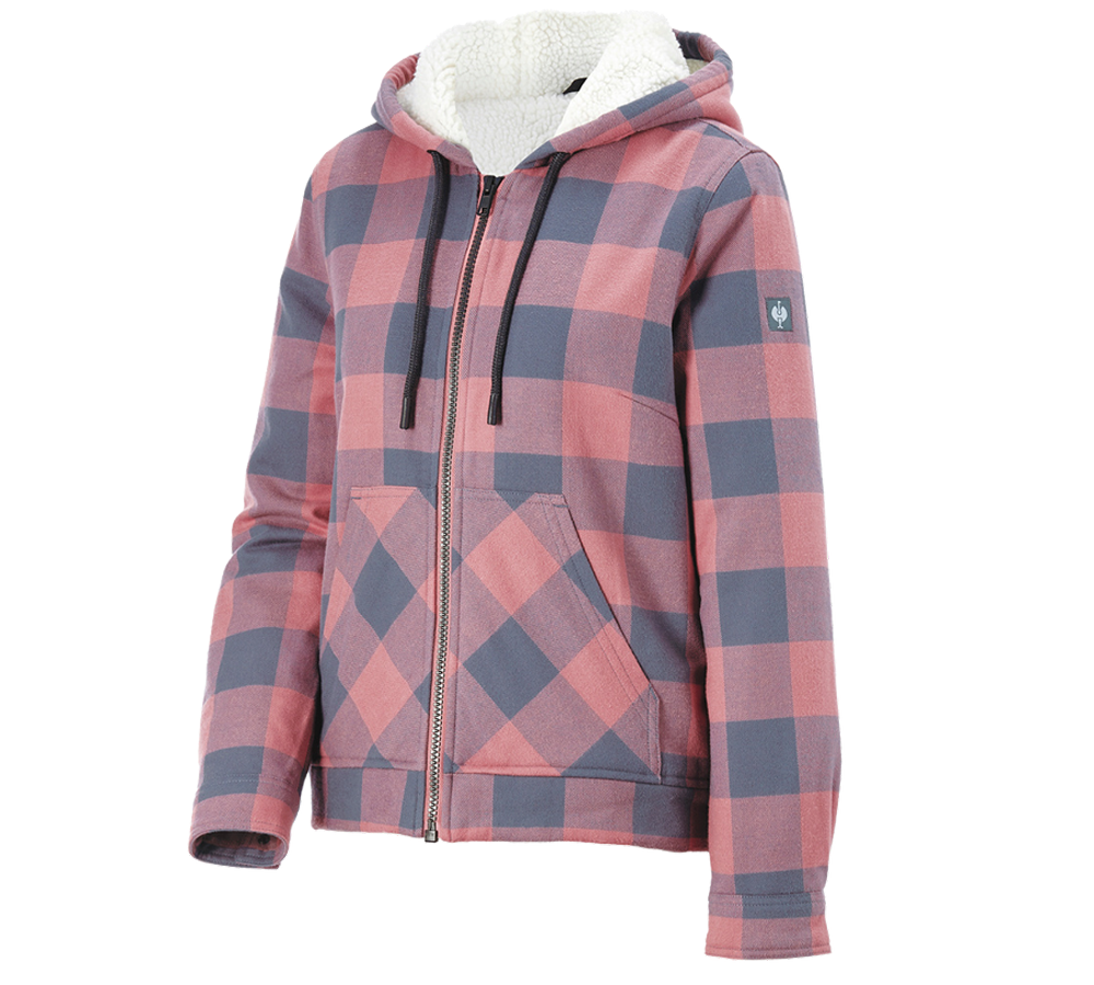 Topics: Check-hooded jacket e.s.iconic, ladies' + quartz pink/oxidblue