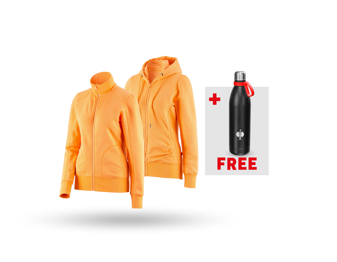 Clothing: SET: Sweat jacket + hoody sweat jacket, ladies' + lightorange