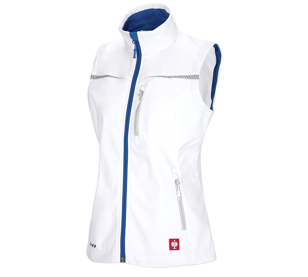 Joiners / Carpenters: Softshell bodywarmer e.s.motion 2020, ladies' + white/gentianblue
