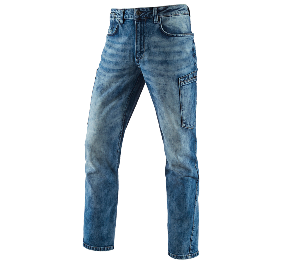Arbejdsbukser: e.s. jeans med 7 lommer + lightwashed