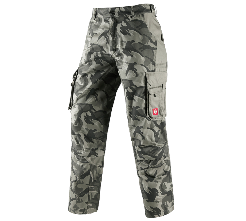 Arbejdsbukser: Zip-off-bukser e.s. camouflage + camouflage stengrå