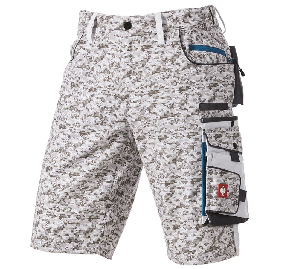 Arbejdsbukser: e.s. shorts Pixel + hvid/grå/petrol