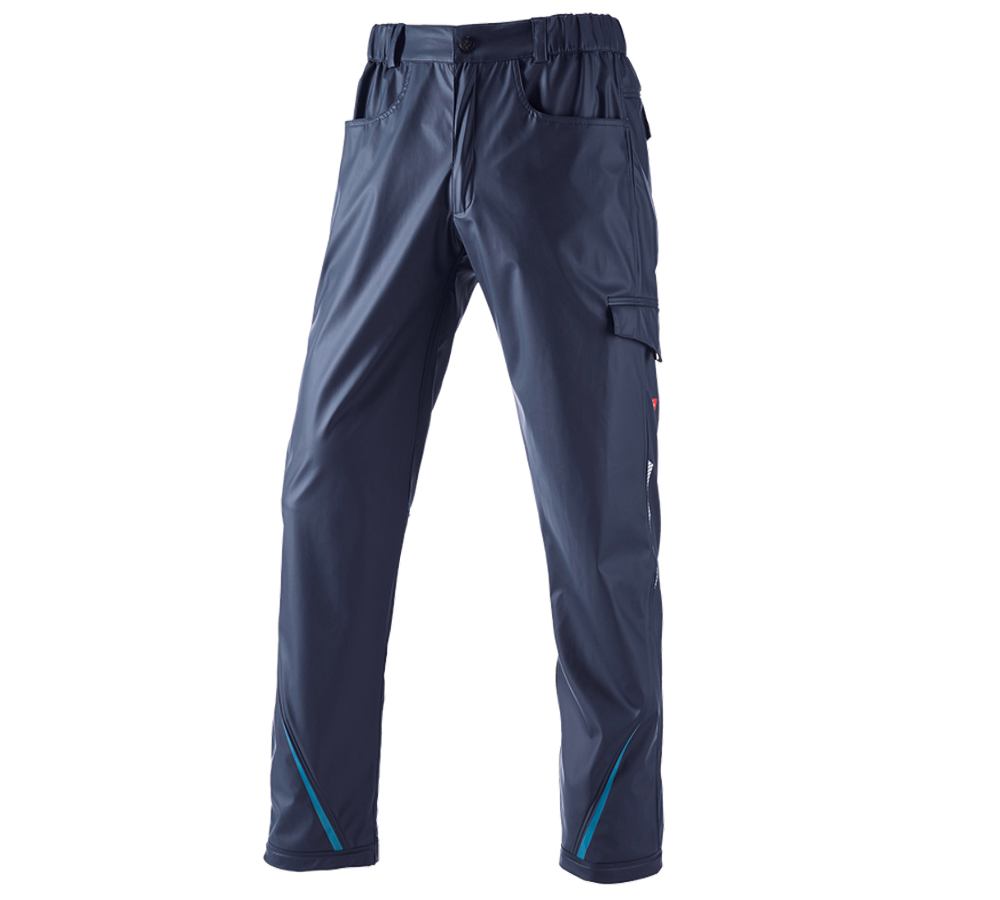 Work Trousers: Rain trousers e.s.motion 2020 superflex + navy/atoll