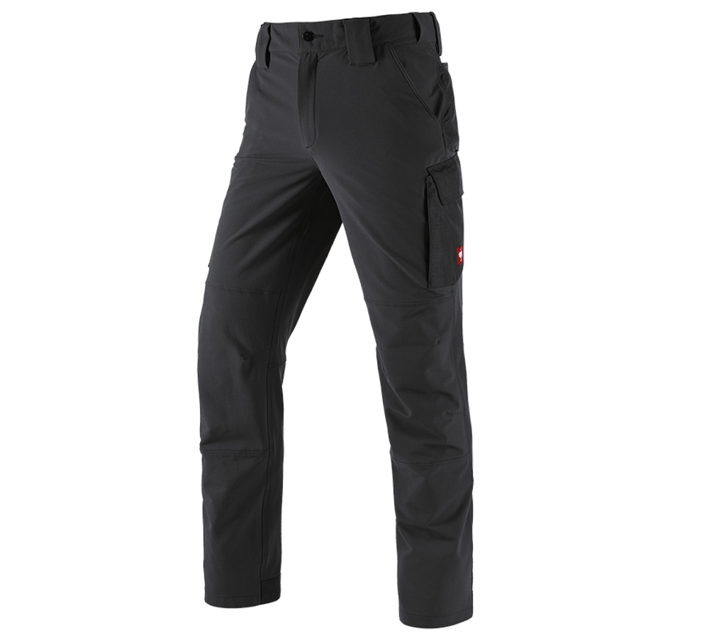 Work Trousers: Winter funct. cargo trousers e.s.dynashield solid + black