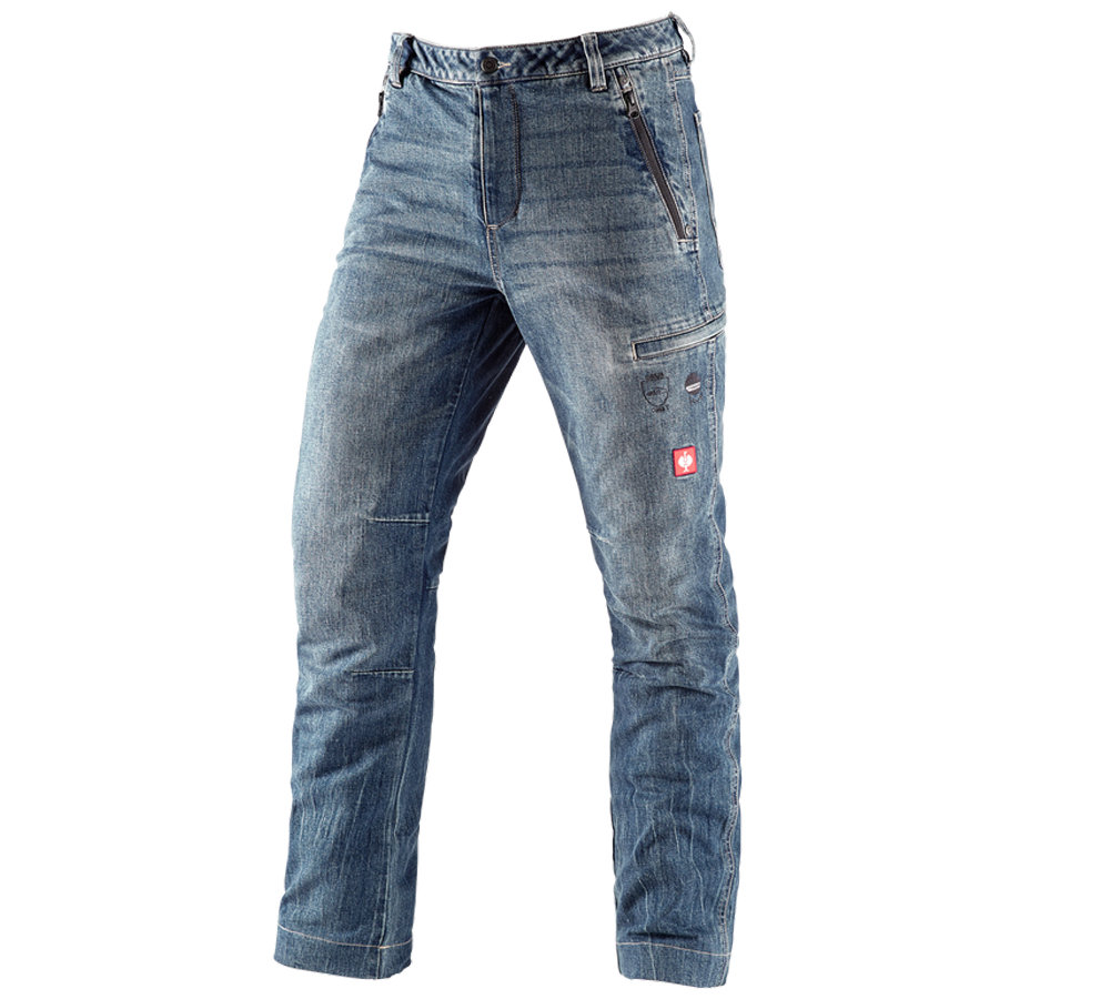 Arbejdsbukser: e.s. jeans med skærebeskyttelse til skoven + stonewashed