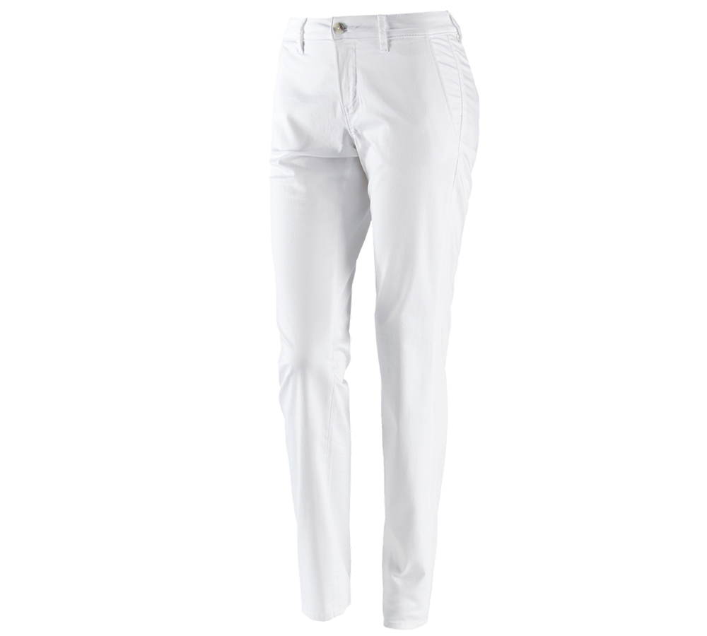 Work Trousers: e.s. 5-pocket work trousers Chino, ladies' + white