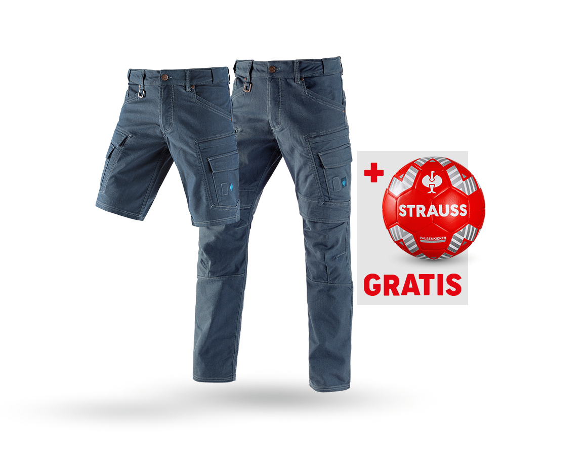 Beklædning: SÆT: Bukser e.s.vintage + shorts + fodbold + aktissk blå