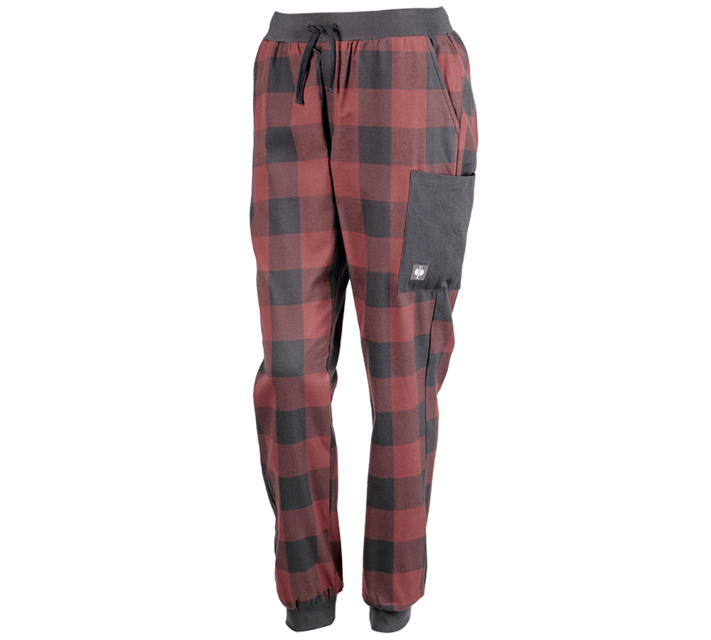 Tilbehør: e.s. Pyjama bukser, damer + oxidrød/karbongrå