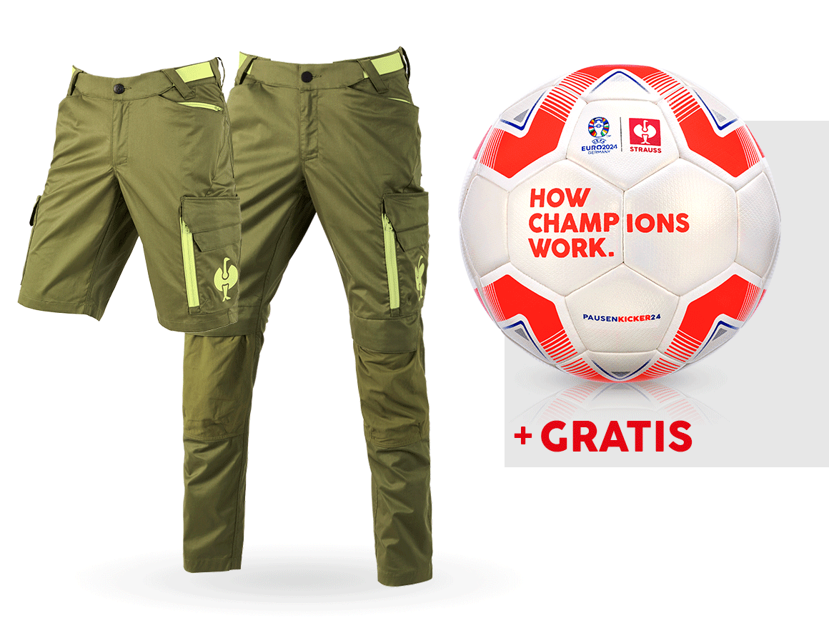 Beklædning: SÆT: Bukser e.s.trail + shorts + fodbold + enebærgrøn/limegrøn