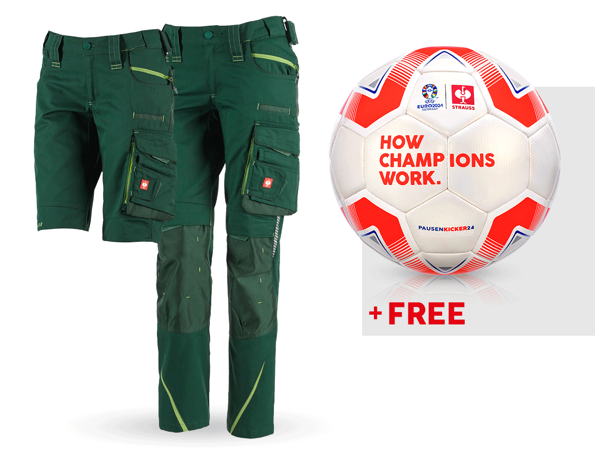 Collaborations: SET: Women's trousers e.s.motion 2020+shorts+footb + green/seagreen