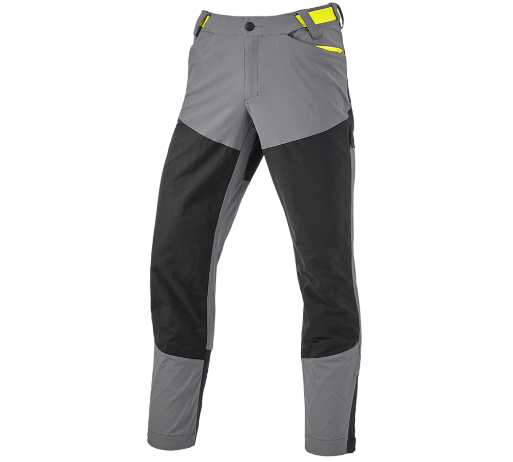 Work Trousers: Hybrid functional trousers e.s.trail + basaltgrey/acid yellow