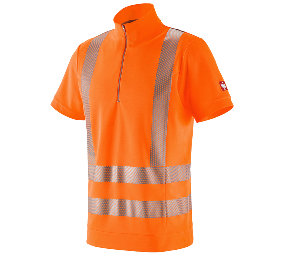 Topics: e.s. High-vis functional ZIP-t-shirt UV + high-vis orange