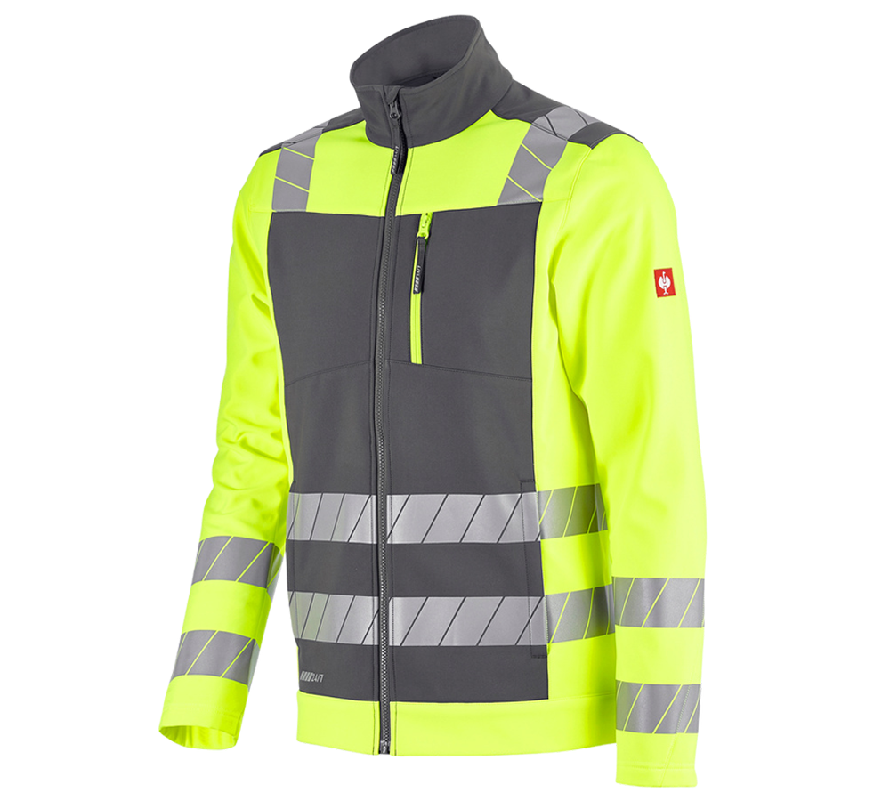 Work Jackets: High-vis softshell jacket e.s.motion 24/7 + anthracite/high-vis yellow