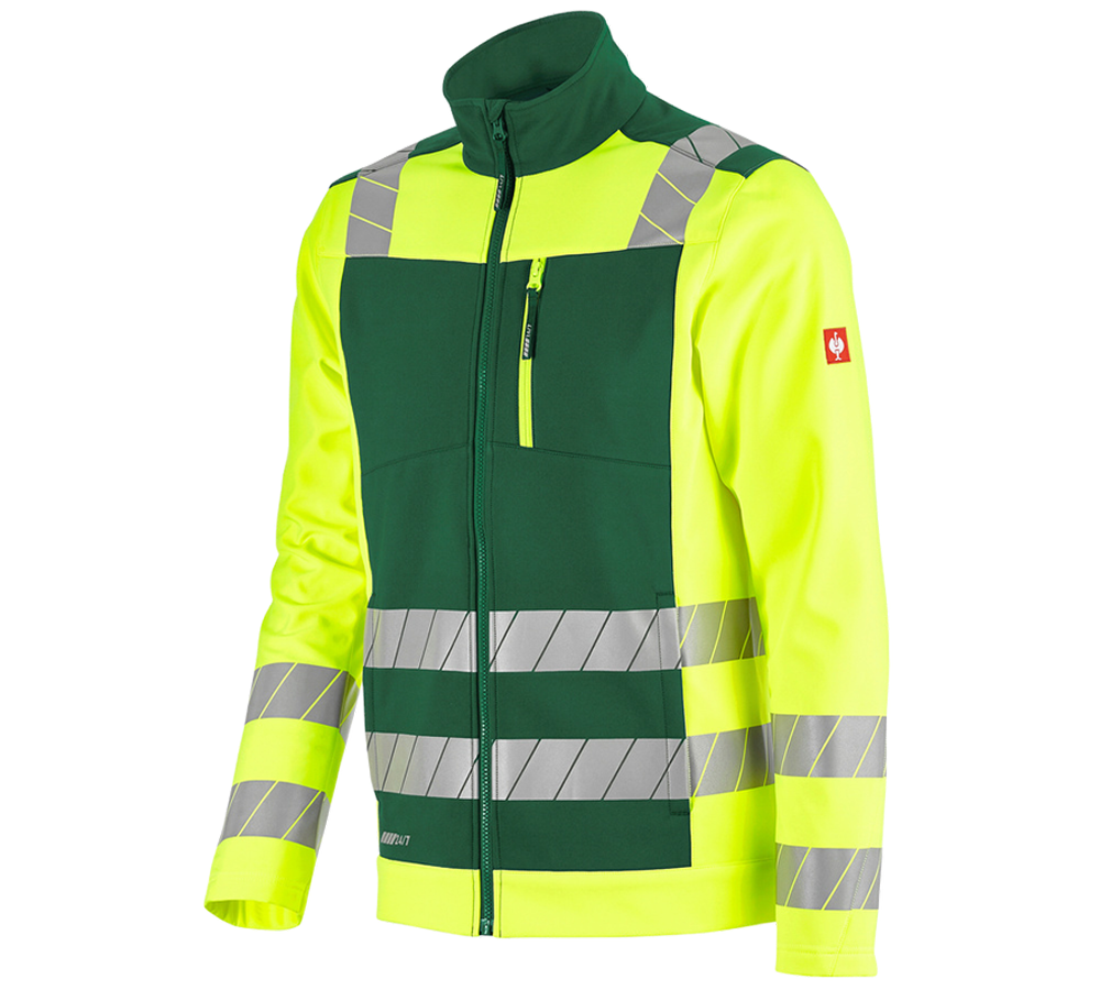 Topics: High-vis softshell jacket e.s.motion 24/7 + green/high-vis yellow