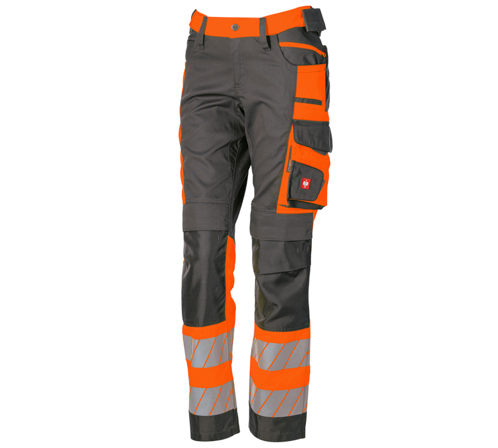 Clothing: High-vis trousers e.s.motion 24/7, ladies’ + anthracite/high-vis orange