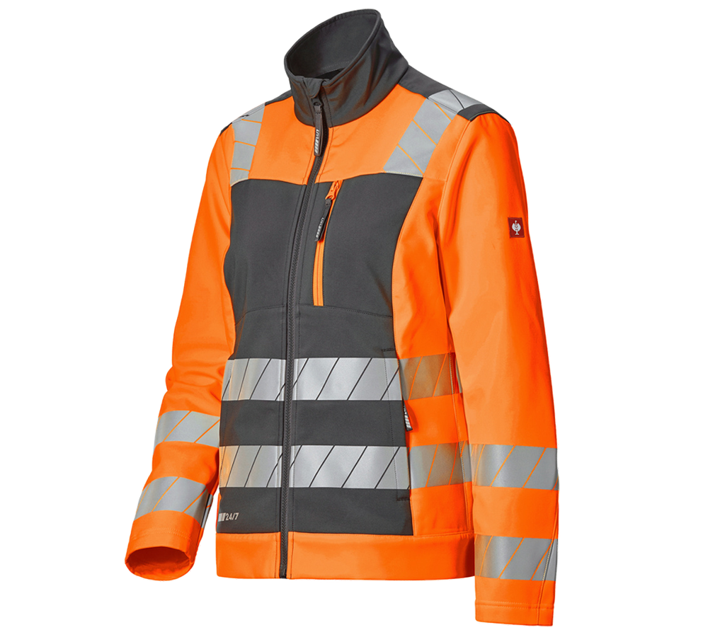 Topics: High-vis softshell jacket e.s.motion 24/7, ladies' + anthracite/high-vis orange