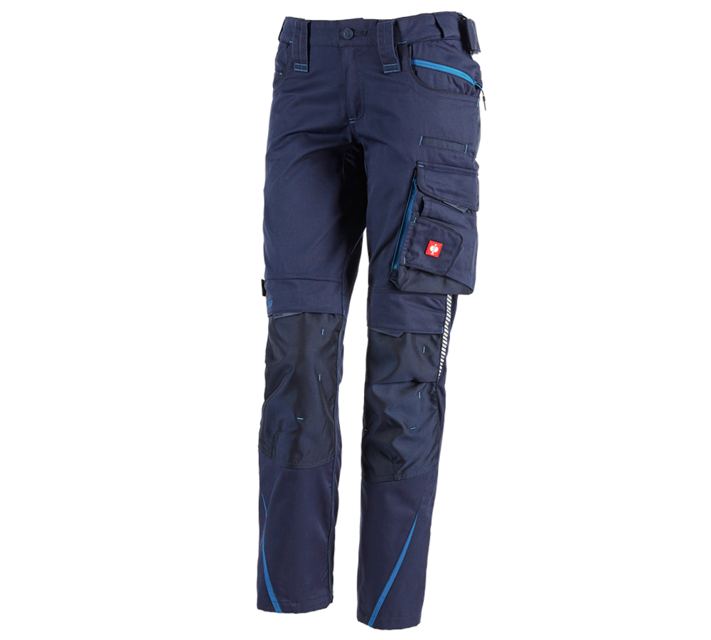 Work Trousers: Ladies' trousers e.s.motion 2020 + navy/atoll