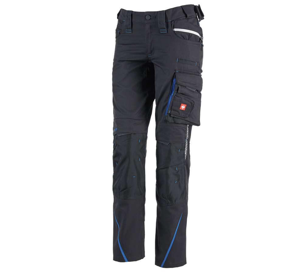 Work Trousers: Ladies' trousers e.s.motion 2020 + graphite/gentianblue