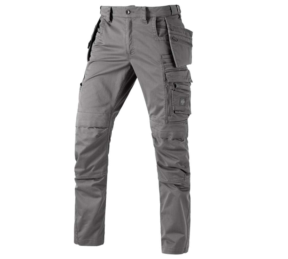 Work Trousers: Trousers e.s.motion ten tool-pouch + granite