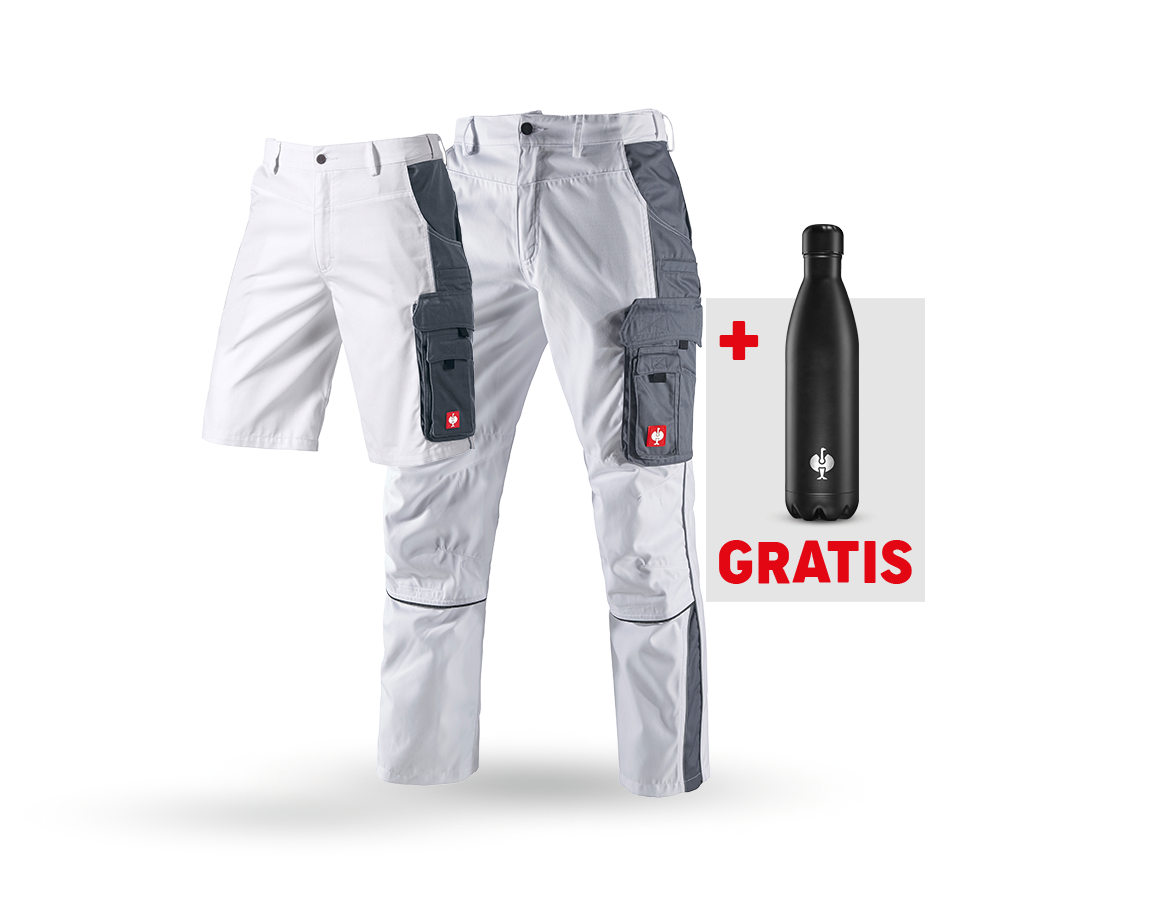 Beklædning: SÆT: Bukser + shorts e.s.active + drikkeflaske + hvid/grå