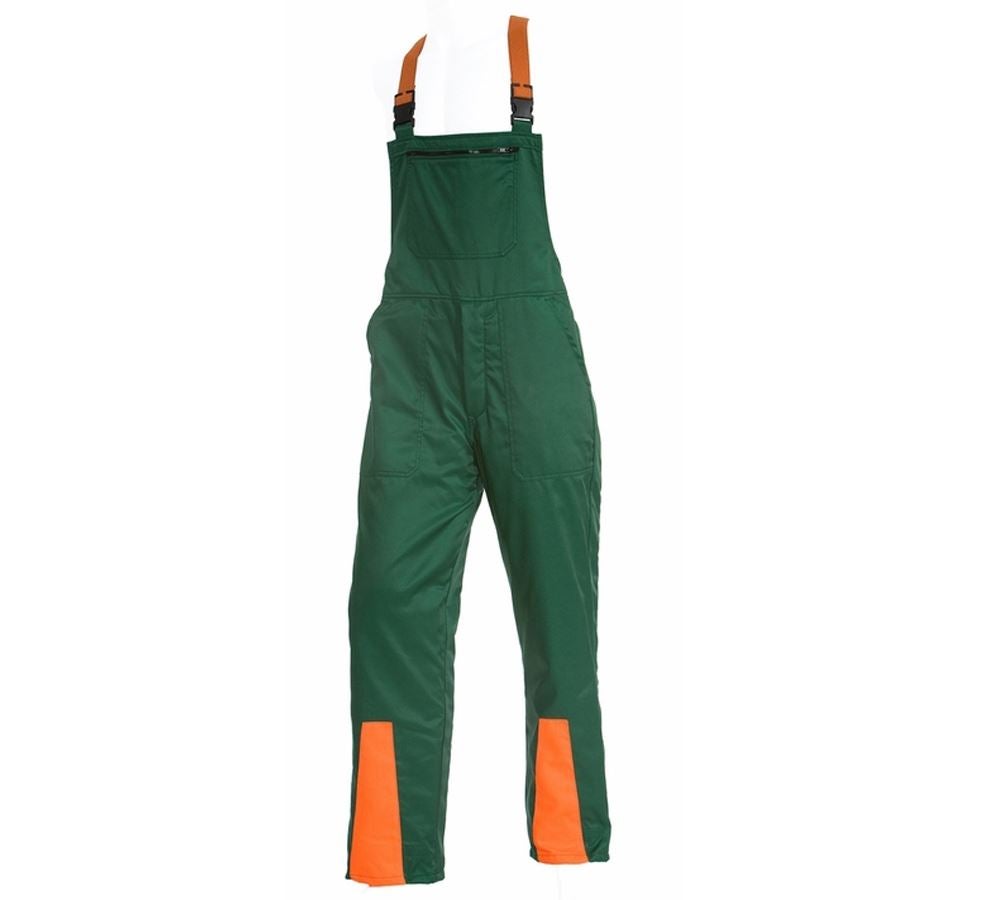 Arbejdsbukser: Smækbukser til skovarbejde skærebeskyttelse Basic + grøn/orange