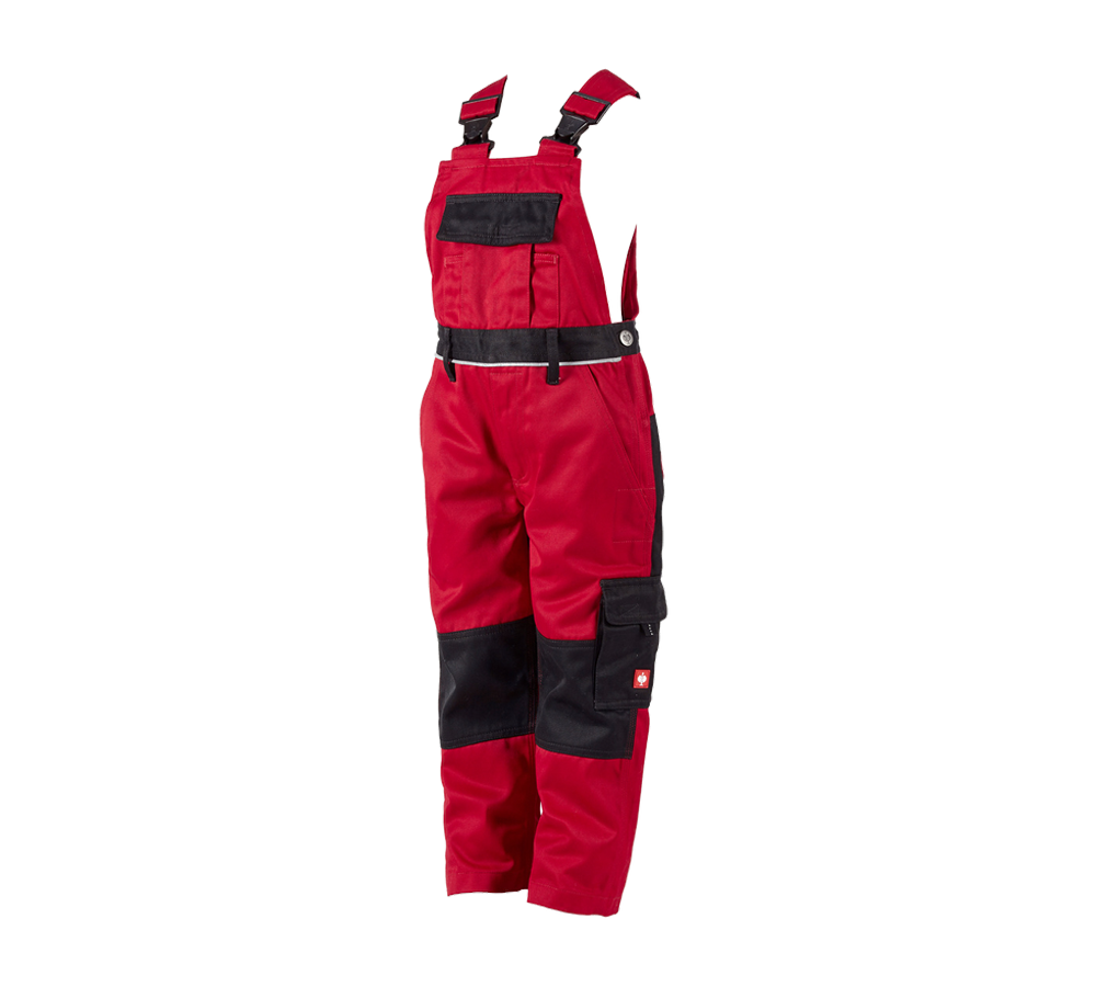 Trousers: Children's bib & brace e.s.image + red/black