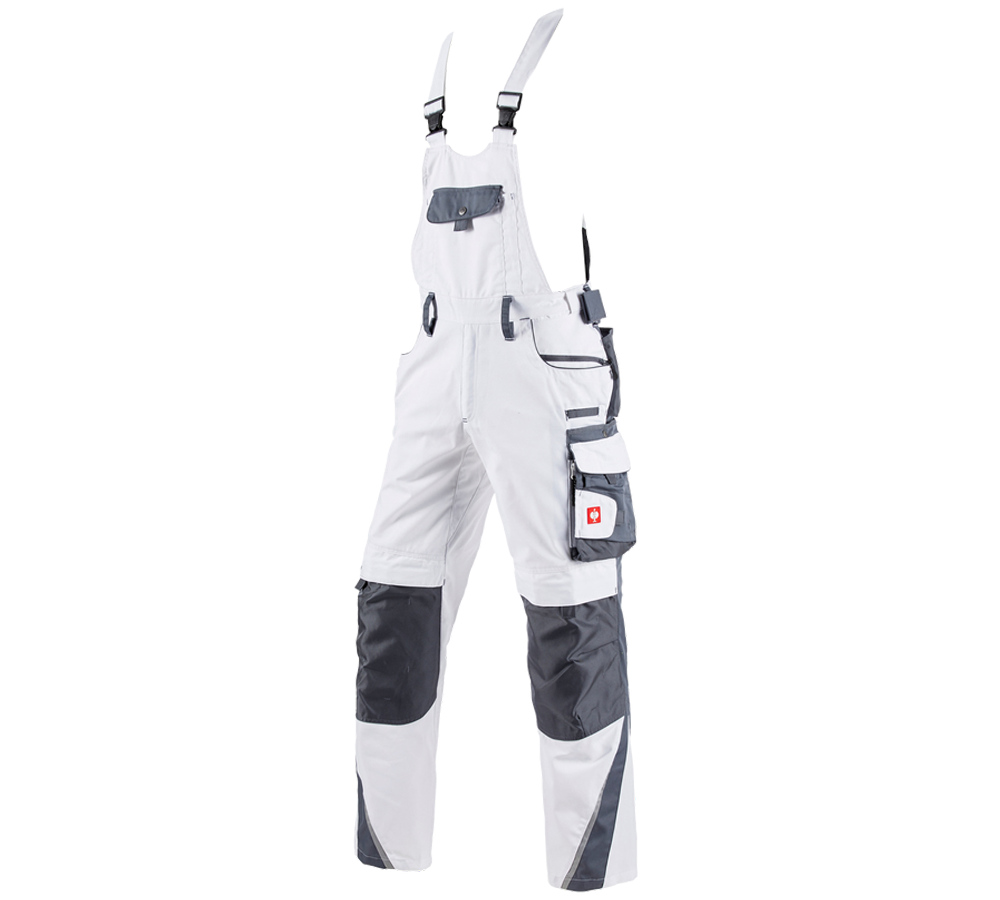 Work Trousers: Bib & brace e.s.motion + white/grey