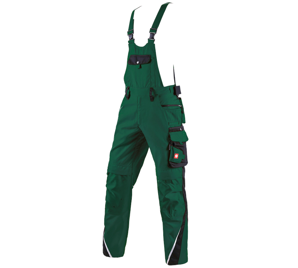 Work Trousers: Bib & brace e.s.motion + green/black