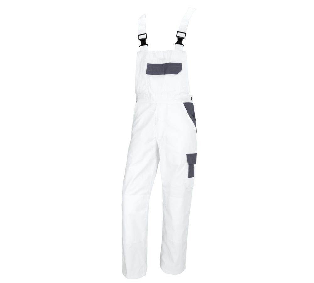 Work Trousers: STONEKIT Bib & Brace Odense + white/grey