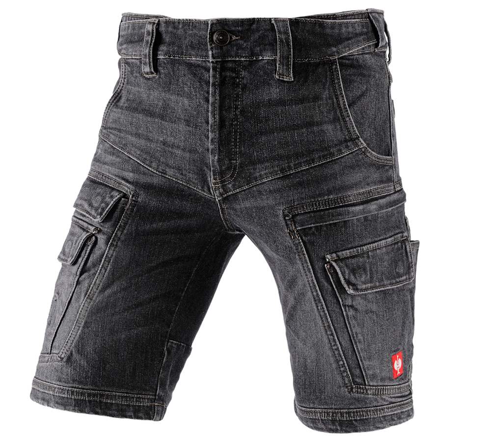Arbejdsbukser: e.s. Cargo Worker jeans-shorts POWERdenim + blackwashed