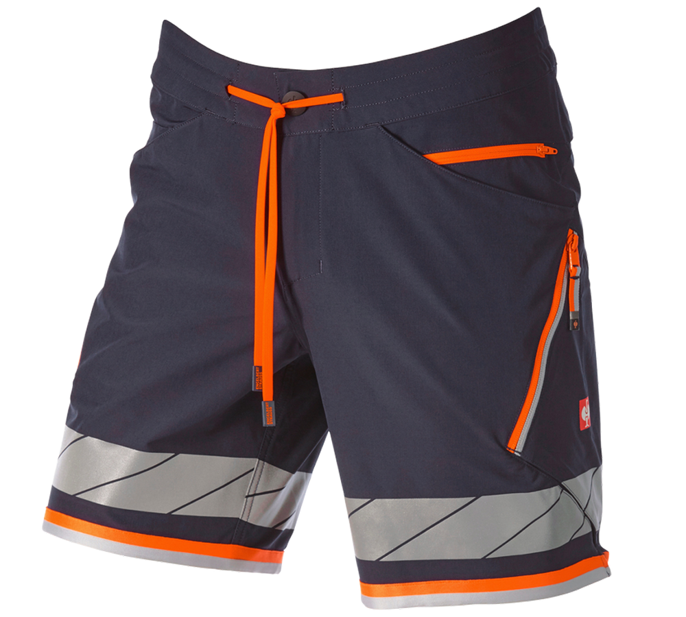 Work Trousers: Reflex functional shorts e.s.ambition + navy/high-vis orange