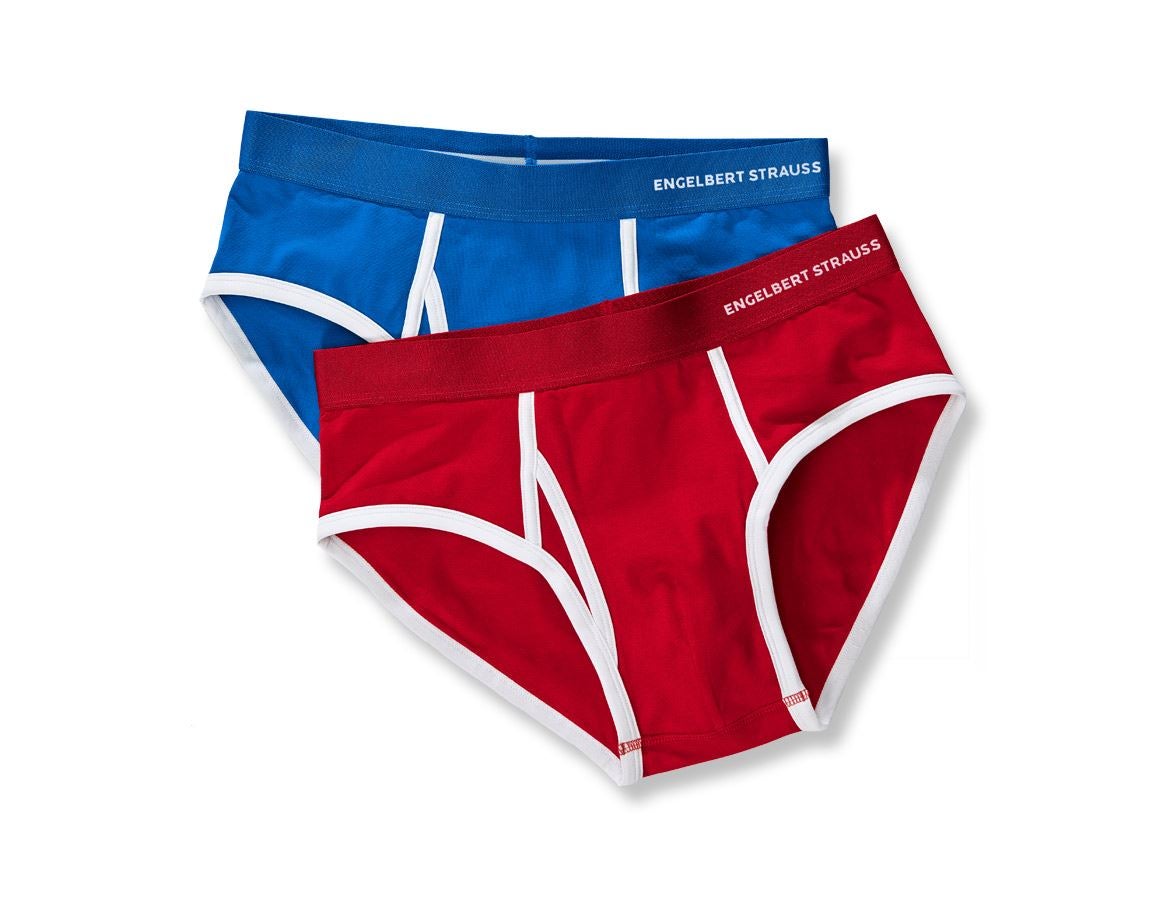 Underwear | Functional Underwear: e.s. Cotton stretch briefs colour, pack of 2 + gentianblue+fiery red