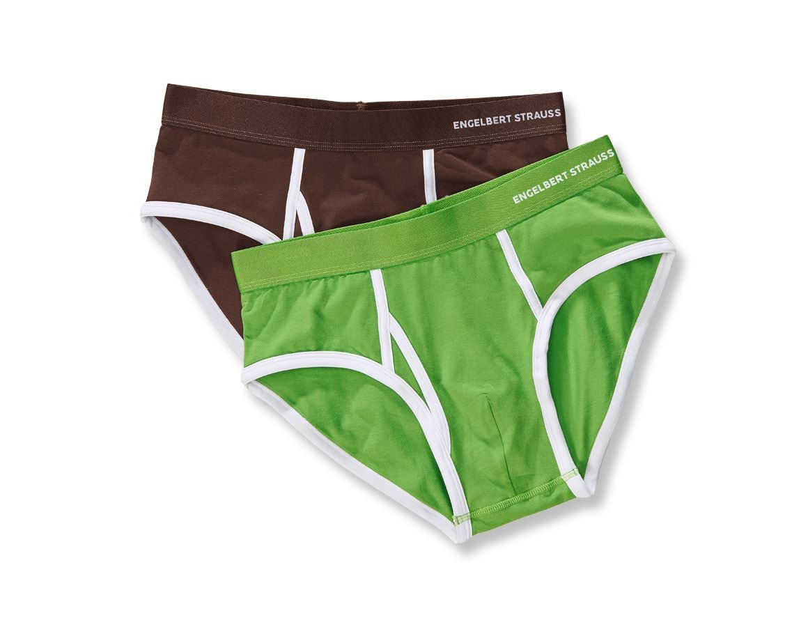 Undertøj | Termotøj: e.s. cotton stretch slip Colour, pakke med 2 stk. + kastanje+havgrøn