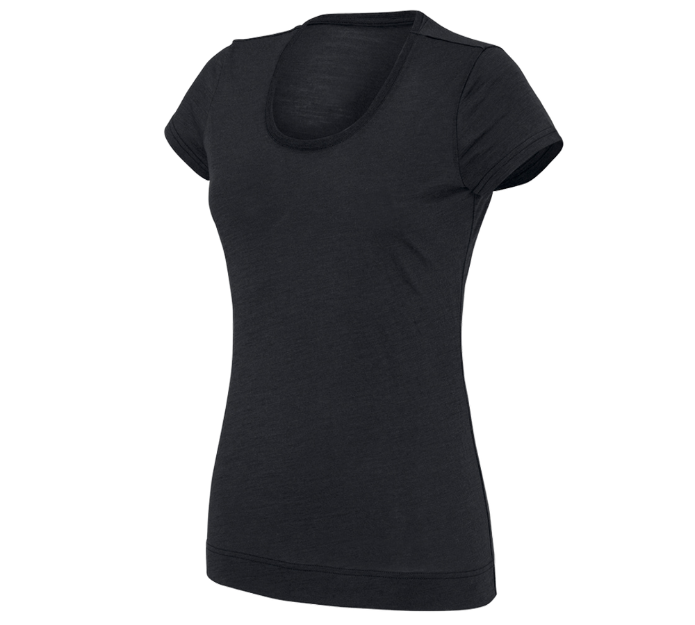 T-Shirts, Pullover & Skjorter: e.s. T-Shirt Merino light, damer + sort
