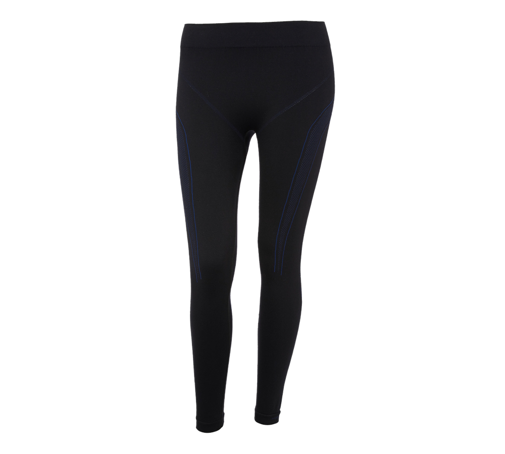 Thermal Underwear: e.s. functional long-pants seamless - warm,ladies' + black/gentianblue