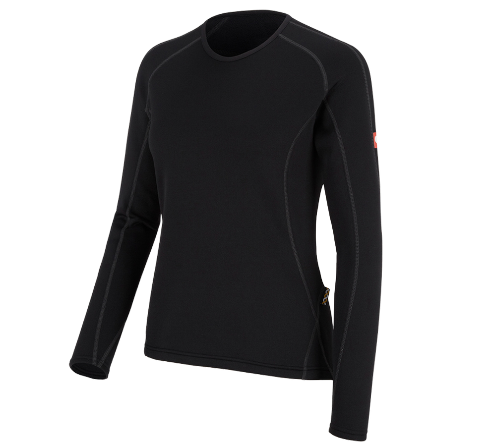 Thermal Underwear: e.s.funct-longsleeve thermo stretch-x-warm,ladies' + black