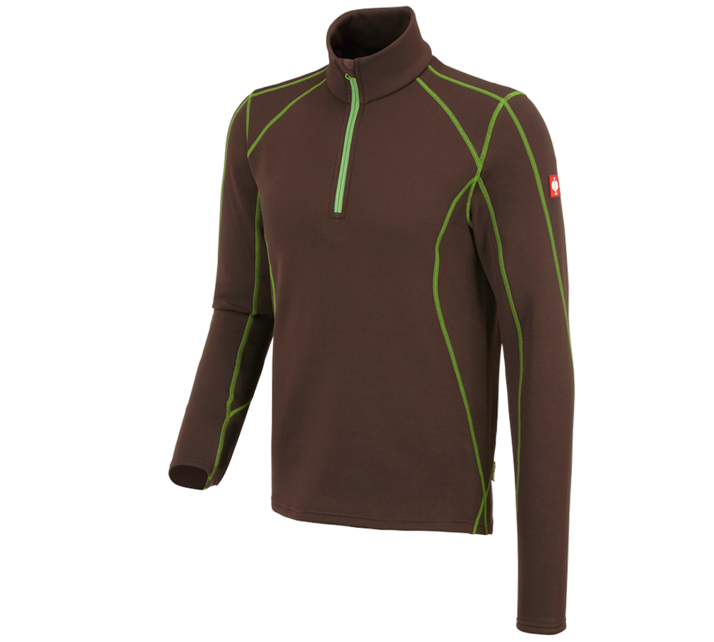 T-Shirts, Pullover & Skjorter: Funk.trøje thermo stretch e.s.motion 2020 + kastanje/havgrøn