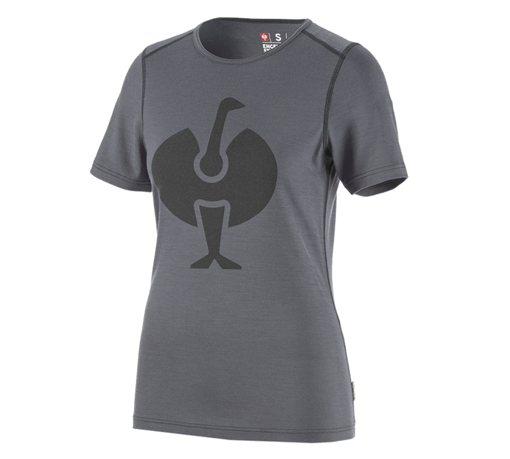 Cold: e.s. T-shirt Merino, ladies' + cement/graphite