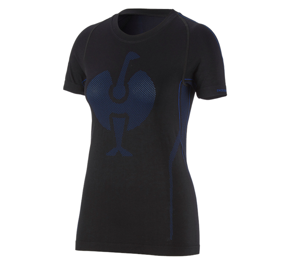 Funktionelt Undertøj: e.s. T-shirt seamless - warm, damer + sort/ensianblå