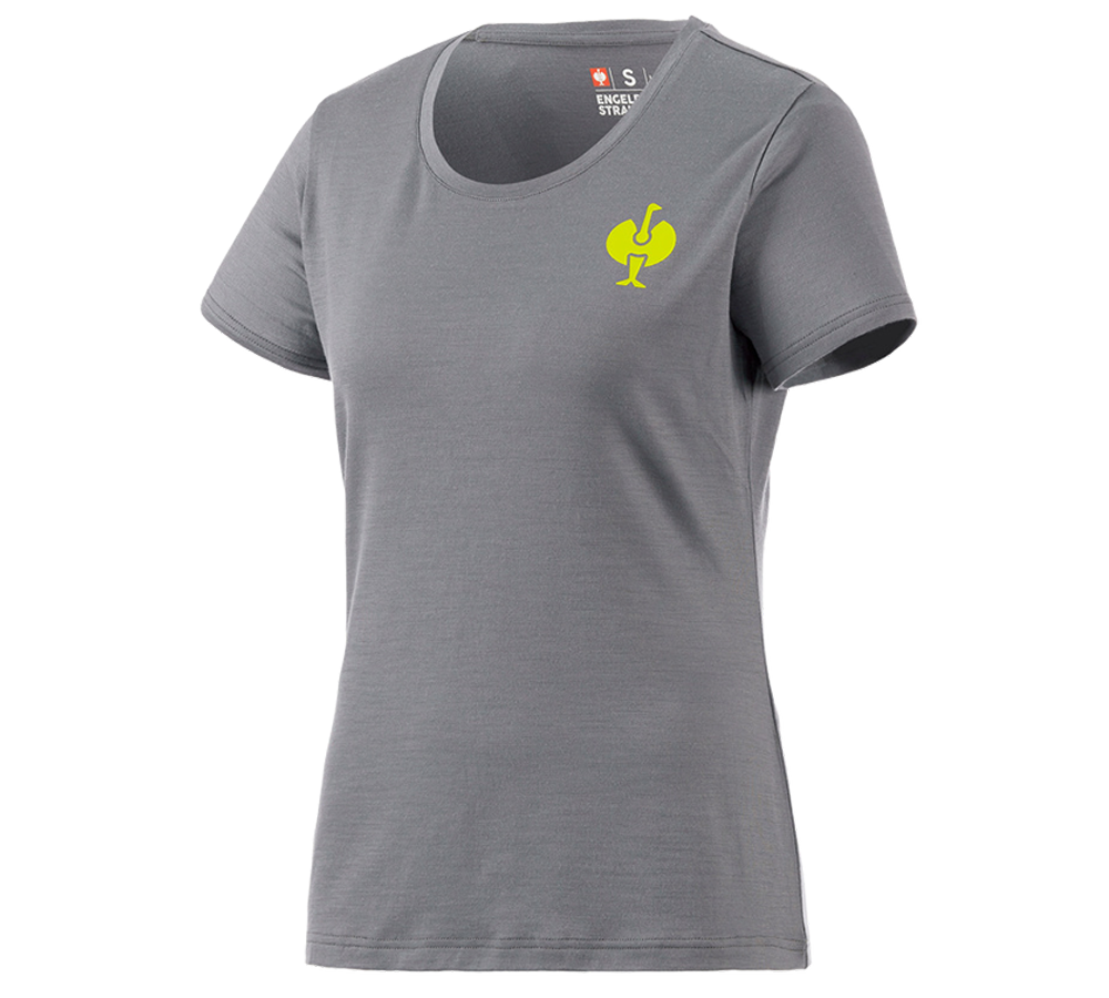 T-Shirts, Pullover & Skjorter: T-Shirt Merino e.s.trail, damer + basaltgrå/syregul