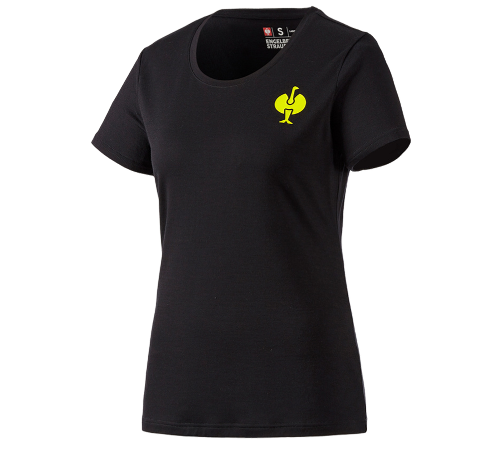 Beklædning: T-Shirt Merino e.s.trail, damer + sort/syregul