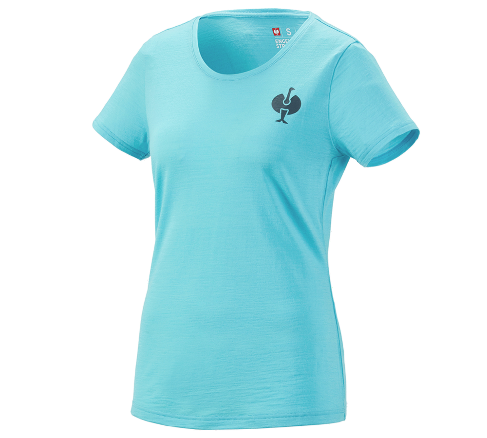 T-Shirts, Pullover & Skjorter: T-Shirt Merino e.s.trail, damer + lapisturkis/antracit