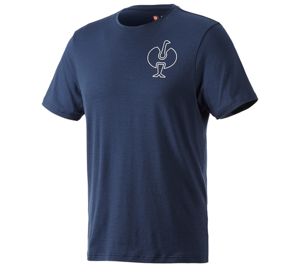T-Shirts, Pullover & Skjorter: T-Shirt Merino e.s.trail + dybblå/hvid