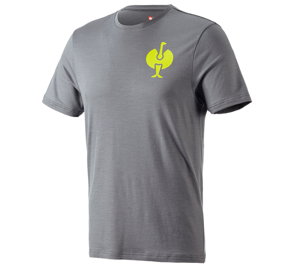 T-Shirts, Pullover & Skjorter: T-Shirt Merino e.s.trail + basaltgrå/syregul